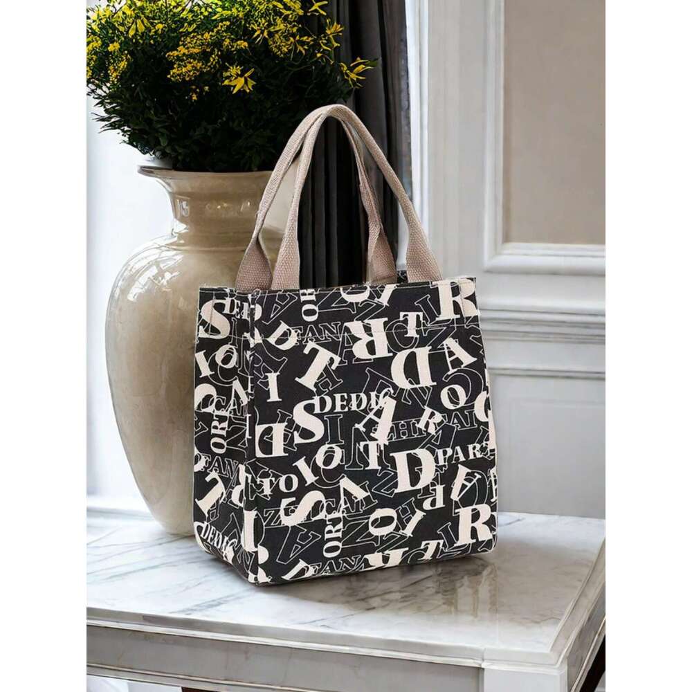 2024 new cute and stylish canvas with large capacity office use, lunch box bag for moms to go out, fashionable handbag