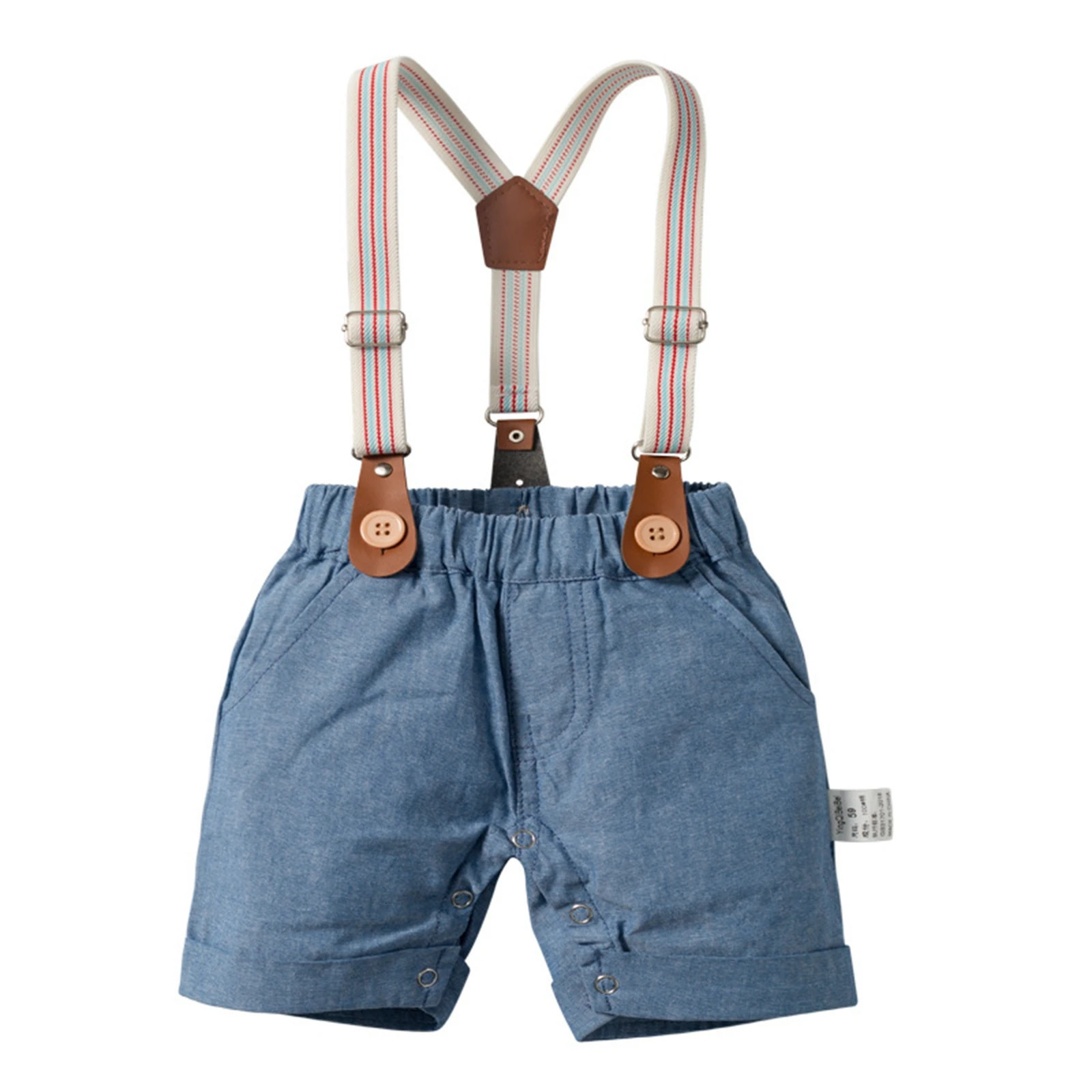 Citgeett Summer Toddler Kid Boys Long Sleeve Tops Suspender Pants Suit Long Sleeve Lapel Button Romper Shirt Gentleman Clothes 250326