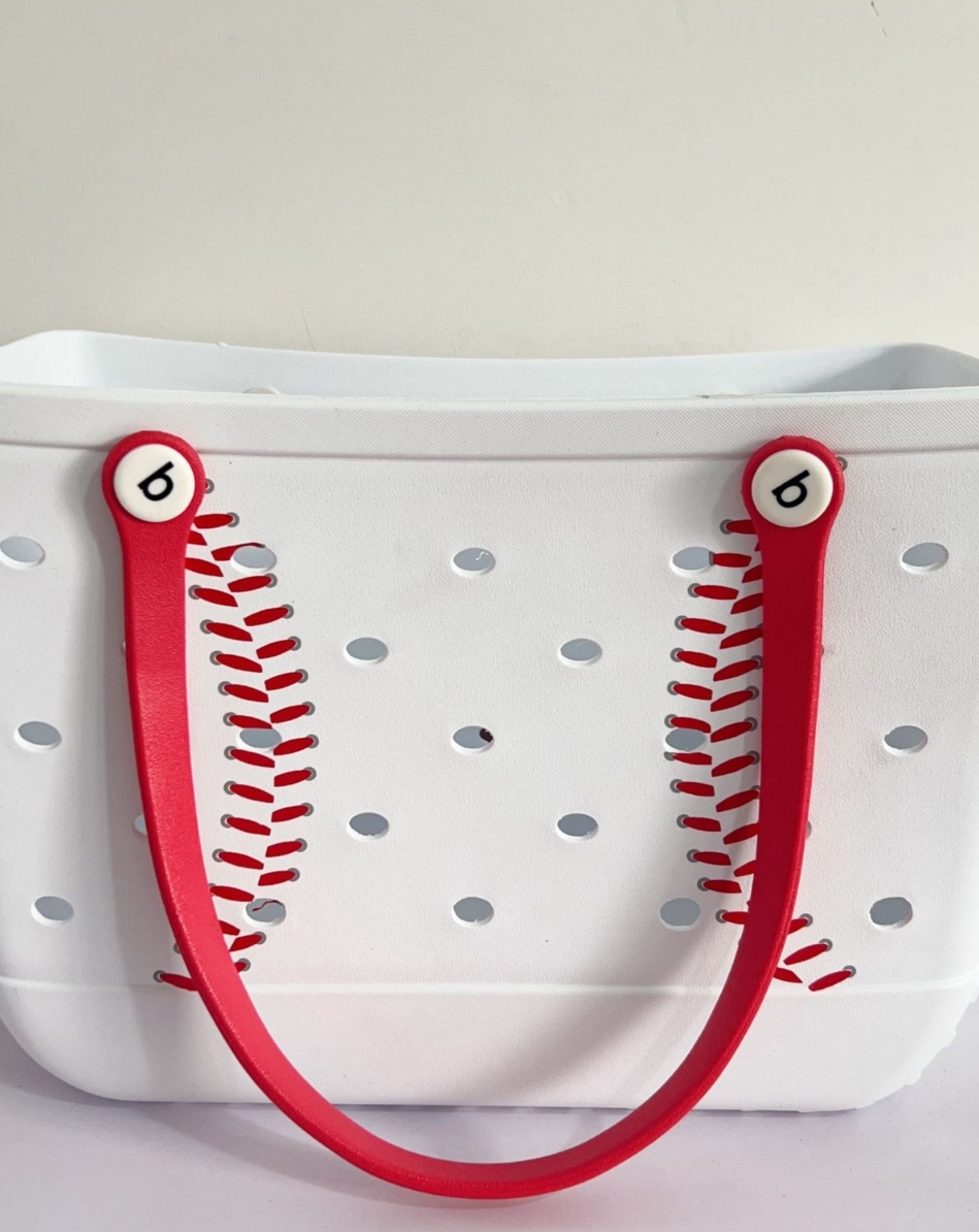 DHL White Baseball Women Designer Bogg XL XXL Silicone Custom Tote White Baseball Eva Plastic Rubber Beach Bags Shopping Bog Baskets For Summer 0326