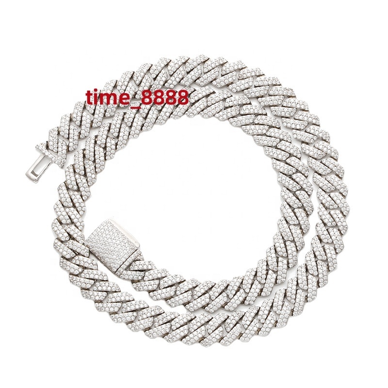8mm Iced Out VVS Moissanite Cuban Link Chain Men and Women S925 Silver Hip Hop Jewelry Diamond Test Necklace