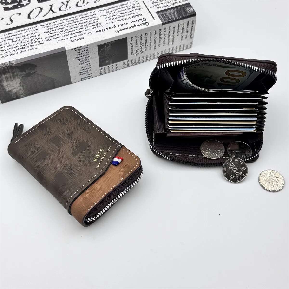 2025 New Multi Functional Zipper Jacket With Multi PU Leather Large Capacity Designer Card Bag For Men And Women