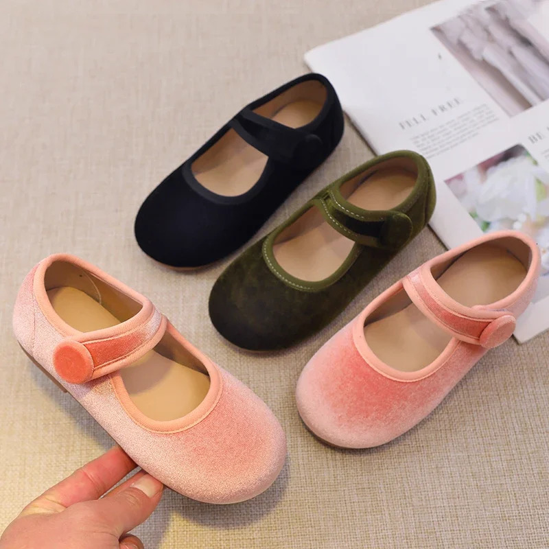 Autumn Children Princess Shoes Girls Ballet Flats Fashion Concise Style velvet Shallow Elegant All-match Kids Flats 250326