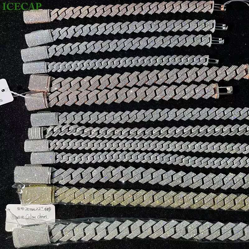 Moissante Cuban Necklace Iced Out 18mm 15mm 925 Silver VVS Moissanite Chain Men Hiphop Diamond Cuban Link Chains