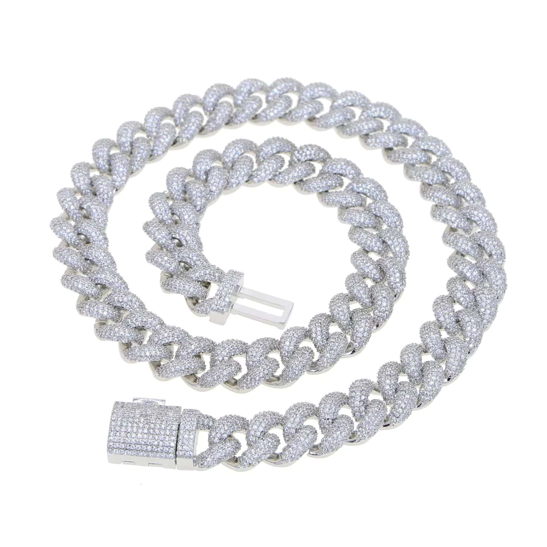 Fashion Jewelry Hip Hop Style Cuban Necklace European and American Mens Hip Hop Diamond Set Necklace