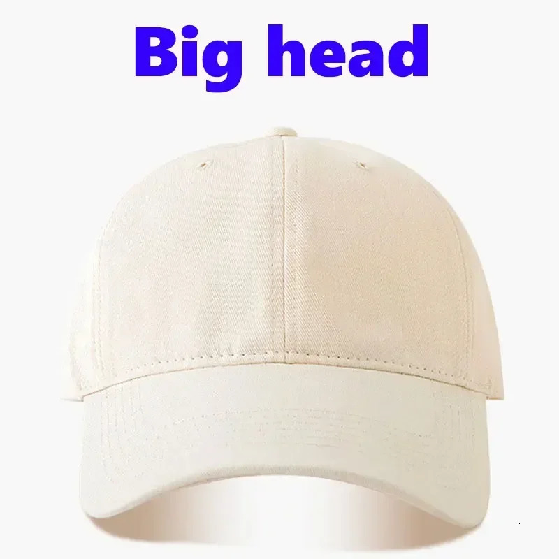 Big Head Cotton Baseball Cap Unisex Adult adjustable lagresize Dad Cap Woman Man Outdoor Sports Sun Hat 250319