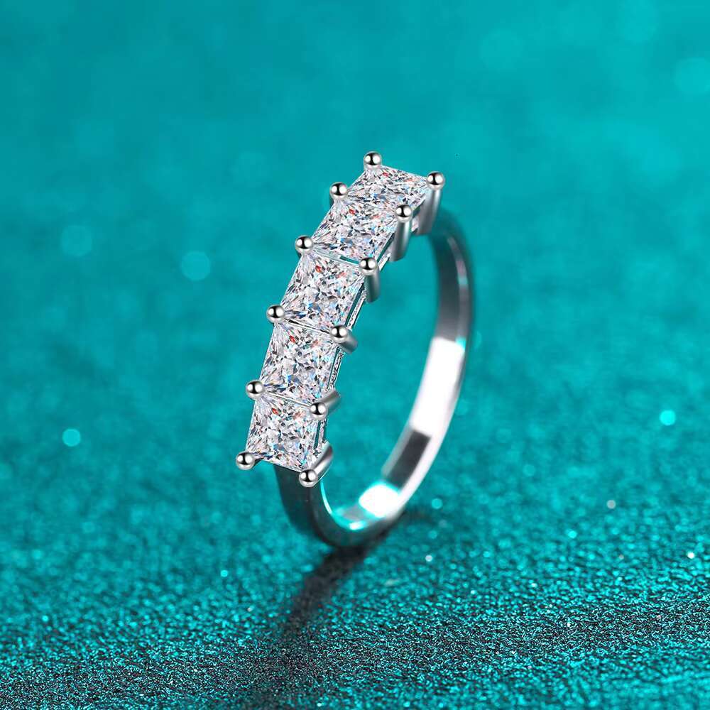 Womens Princess Cut Moissanite Ring in 925 Sterling Silver