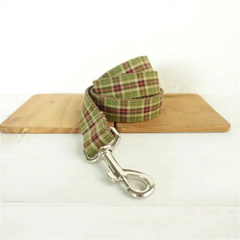 Personalized pet collar customized name ID tag adjustable soft brown set regular cat and dog collar lead strap X250326