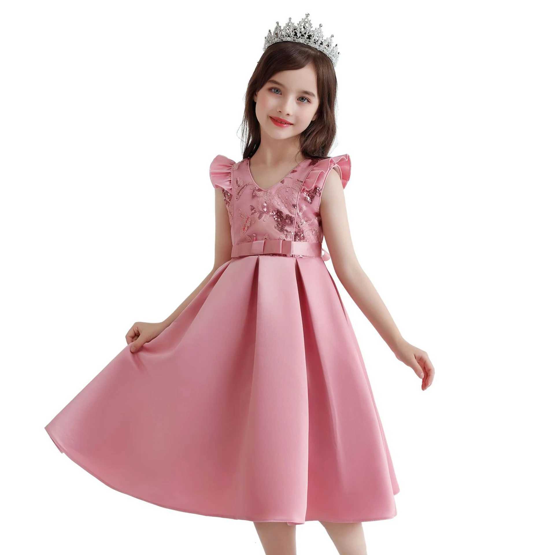 Childrens girl striped dress Christmas flower girl Par princess dress Childrens clothing 2 6 8 10 year old girl dress W250326