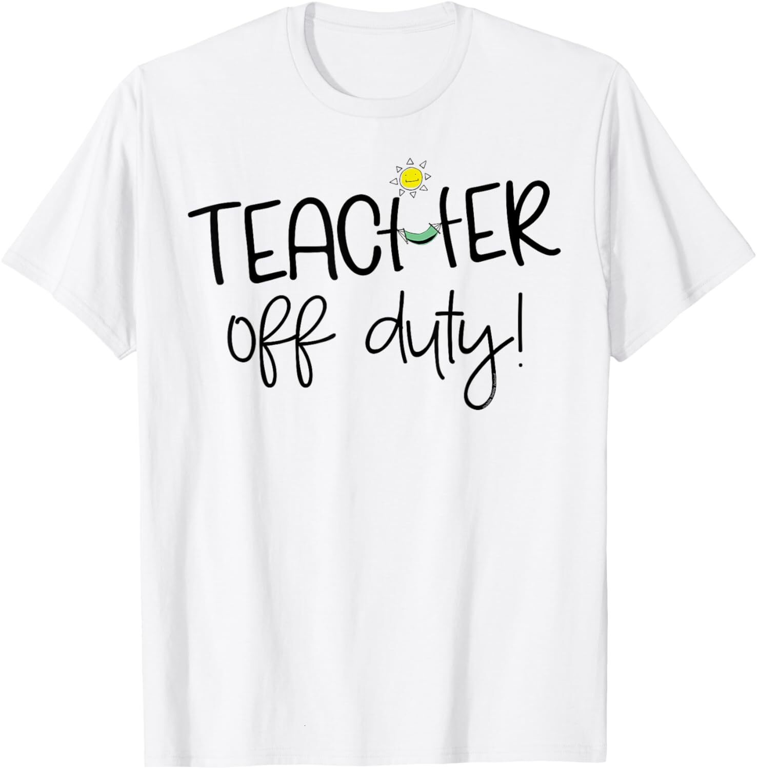T shirt for Mens Summer Break Teacher Off Duty with Hammock and Sun-Teachers Graphic Tee Casual Tops Clothes Short sleeve cool