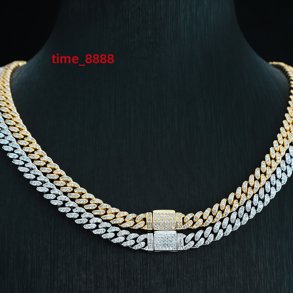 2025 New Design Custom S925 Silver Hip Hop Style Moissanite Cuban Necklace