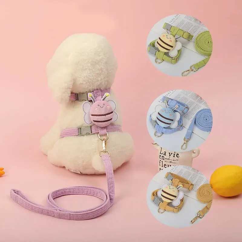 Leak proof cat harness and belt set adjustable mesh dog harness vest small dog pet walking LED belt small dog kitten X250326
