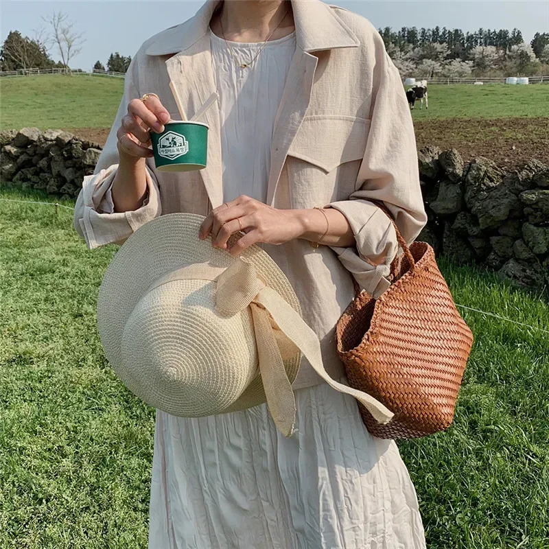 REALEFT Retro Cotton Linen Womens Cargo Jacket Pocket Spring and Autumn Solid Long Sleeve Casual Coat 250321
