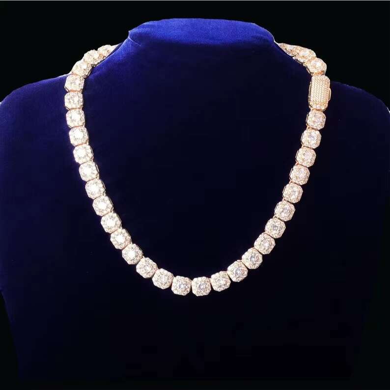 Wholesale 8mm Tennis Chain 925 Silver Hiphop Luxury Iced Out Men Women Moissanite Cluster Tennis Chain