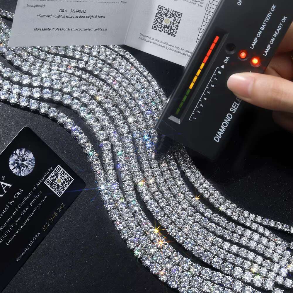 Wholesale Custom Chain Tennis Necklace 925 Sterling Silver GRA Moissanite Lab Diamond Hip Hop Tennis Necklace for Men