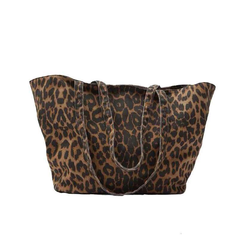 High-End Leopard Pattern Tote For Women 2024 New Simplicity Canvas Shoulder Bag Fashion Large Capacity School Work Shopping