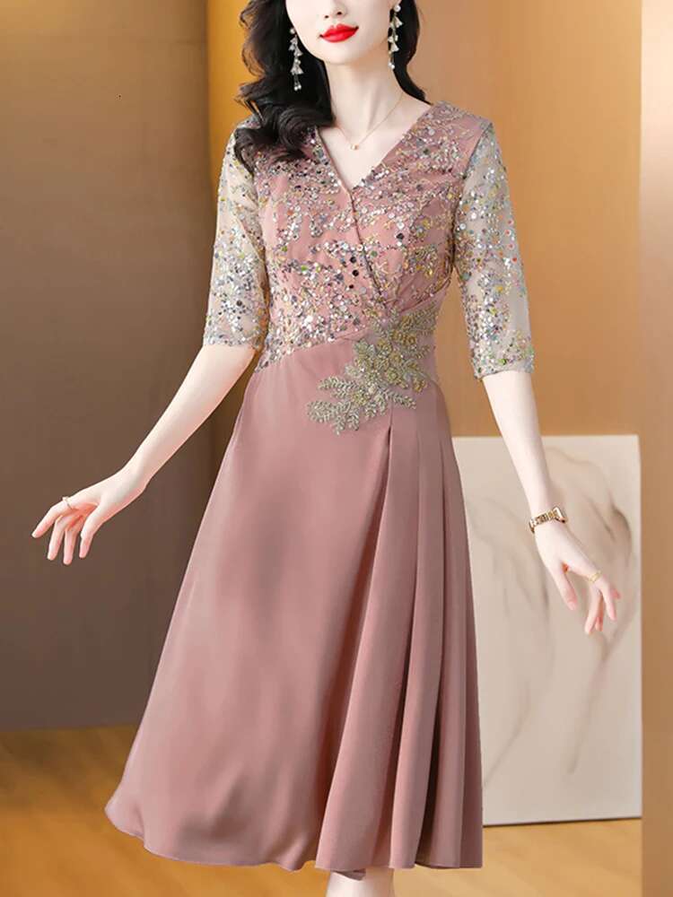 Summer New Sequins Chic Evening Wedding 2024 Women's Elegant Bodycon Midi Dress Satin Vintage Casual Party Vestidos