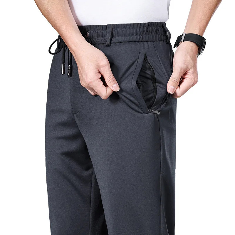 Large 10XL mens winter pants wool lining elastic waist Strtch Trouser thick warm straight workwear large size 250326