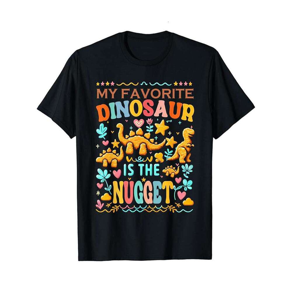Designer T shirt My Favorite Dinosaur Is The Nugget Funny Nugs Hearts Flowers - 220g Tshits