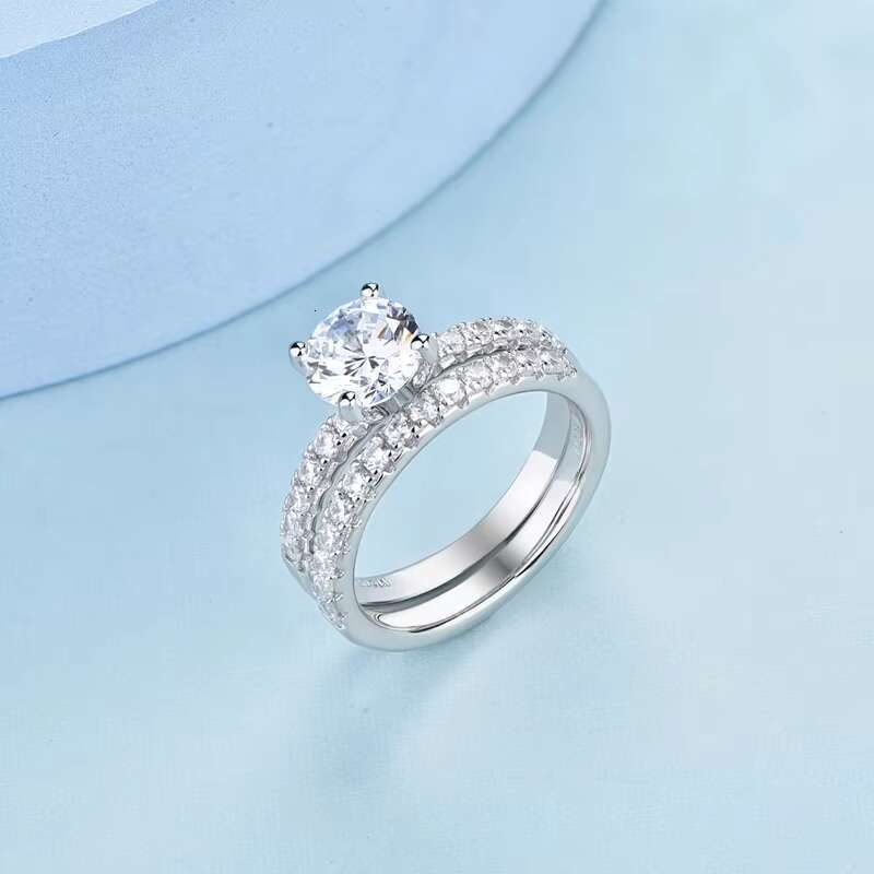 Moissanite Engagement Ring Fine Jewelry 925 Sterling Silver Rhodium Plated Ring Zircon Lovers Wedding Ring Stacking