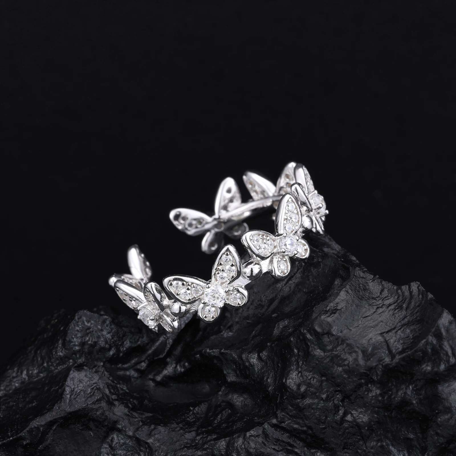 New 925 Sterling Silver Butterfly Open Finger Rings For Women Men Full Moissanite Diamonds Luxury Wedding Party Jewelry Gifts