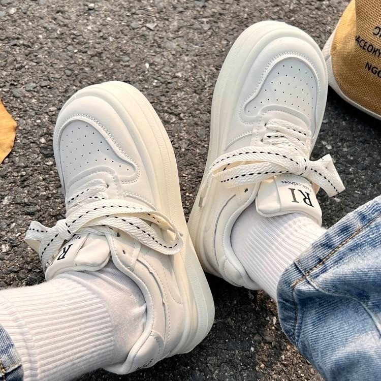 Designer Shoes Ugly Cute Thick Bottom Big Head Female 2025 Autumn New Korean Leather Outdoor Multi Functional White Shoes Student Casual Board Shoes