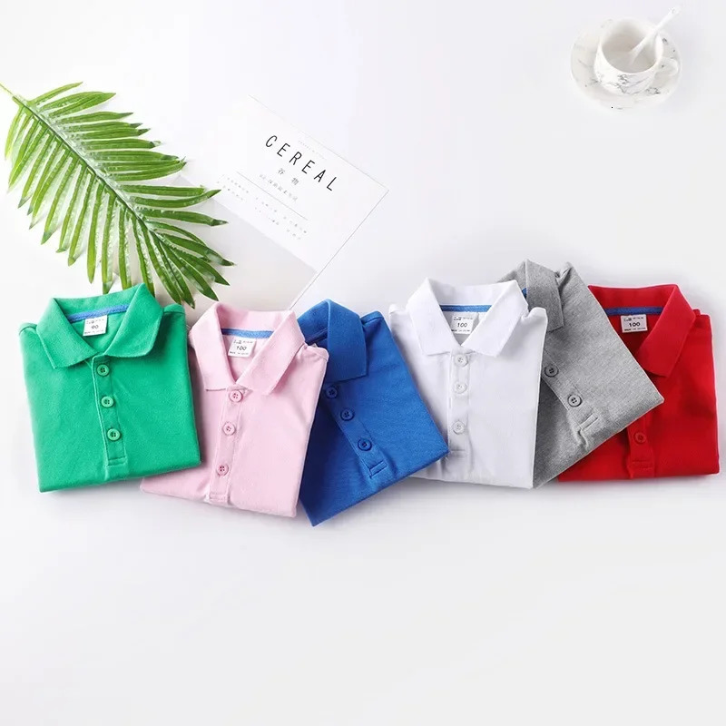 European and American Style Children Sports T-shirt 2025 Summer Solid Color Short Sleeves T-shirt Boys Girls Cotton Polo Shirts 250326