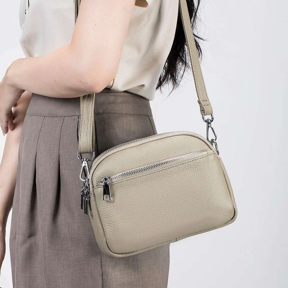 Genuine Leather Versatile Shoulder Bag Women Cowhide Crossbody Designer Tote Handbag Lipstick Key Phone Pouch Messenger