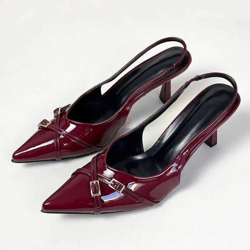 Big Size 43 Footwear Elegant Wen Thin H Pumps Shoes Fem Slides Fashion Pointed Toe Ladies High H Sandals Shoes Z250326