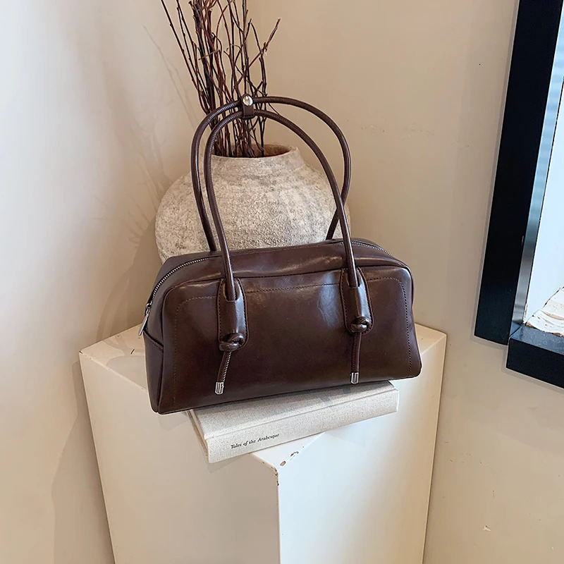 MOODS Retro Womens Shoulder Bag Solid Color Large Capacity Mini Boston Shopping Handbag Latest 250320