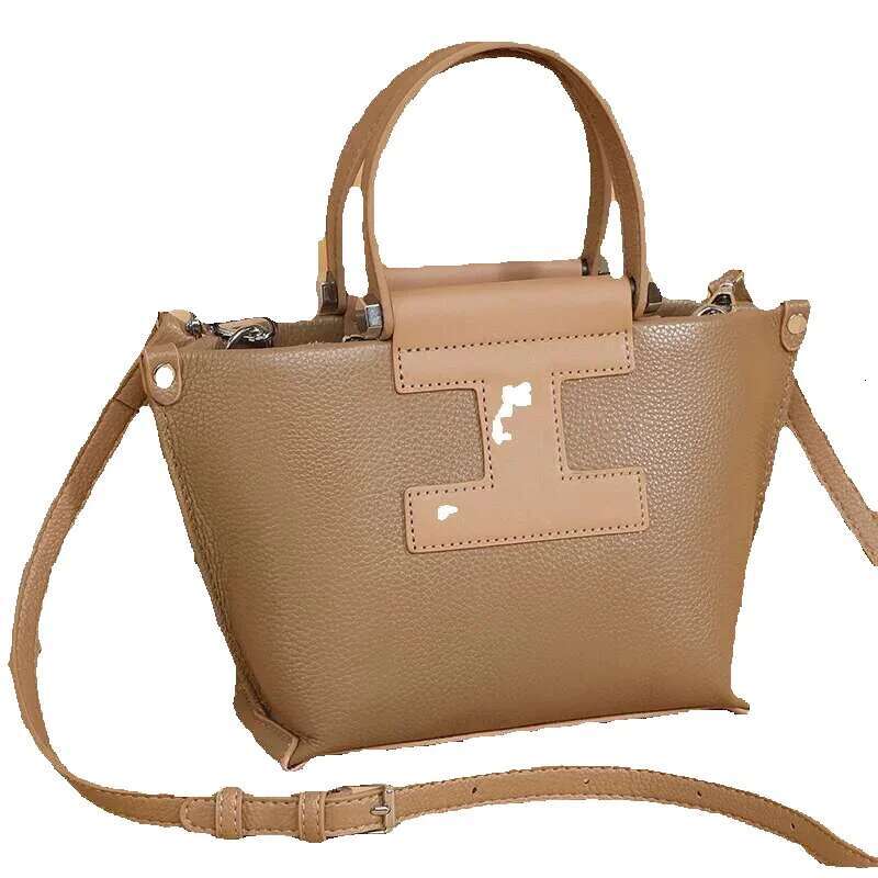 Cowhide Women Tote High Quality Solid Enuine Leather Women's Shoulder Crossbody Bag Fashion Female Handbag Sac A Main