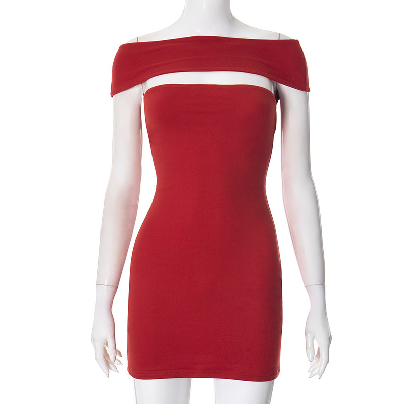 2025S Fashion Designer Q DS Women S Autumn And Winter One Shoulder Pullover Sexy Hollow Waist Bag Hip Spicy Girl Dress