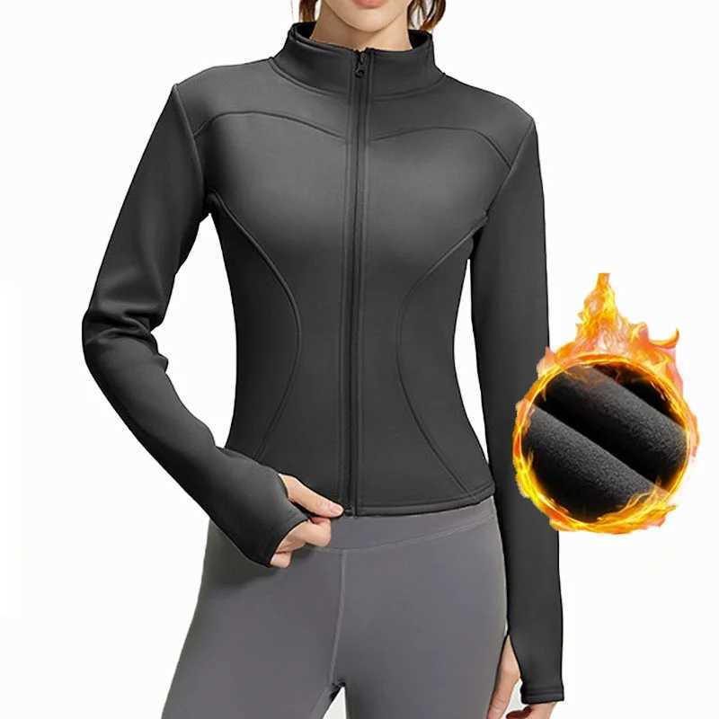 Aithuug winter warm wool slim fit jacket running jacket long sleeved yoga slim fit jacket W250326