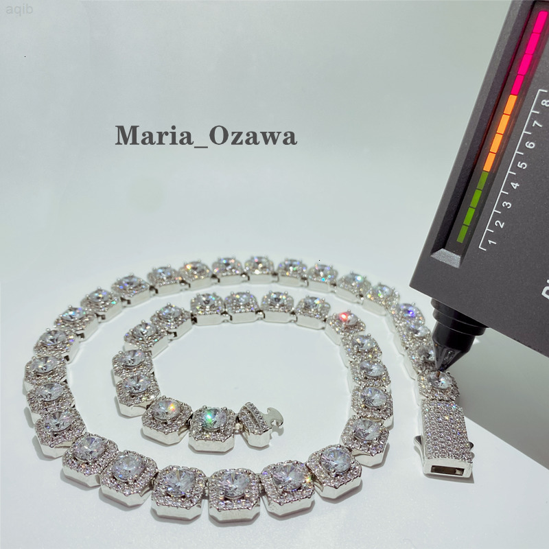 Pass Diamond Tester 10mm Rock Candy Tennis Chain Vvs d Moissanite Tennis Chain Gra Certificate Necklace Iced Out Bracelet