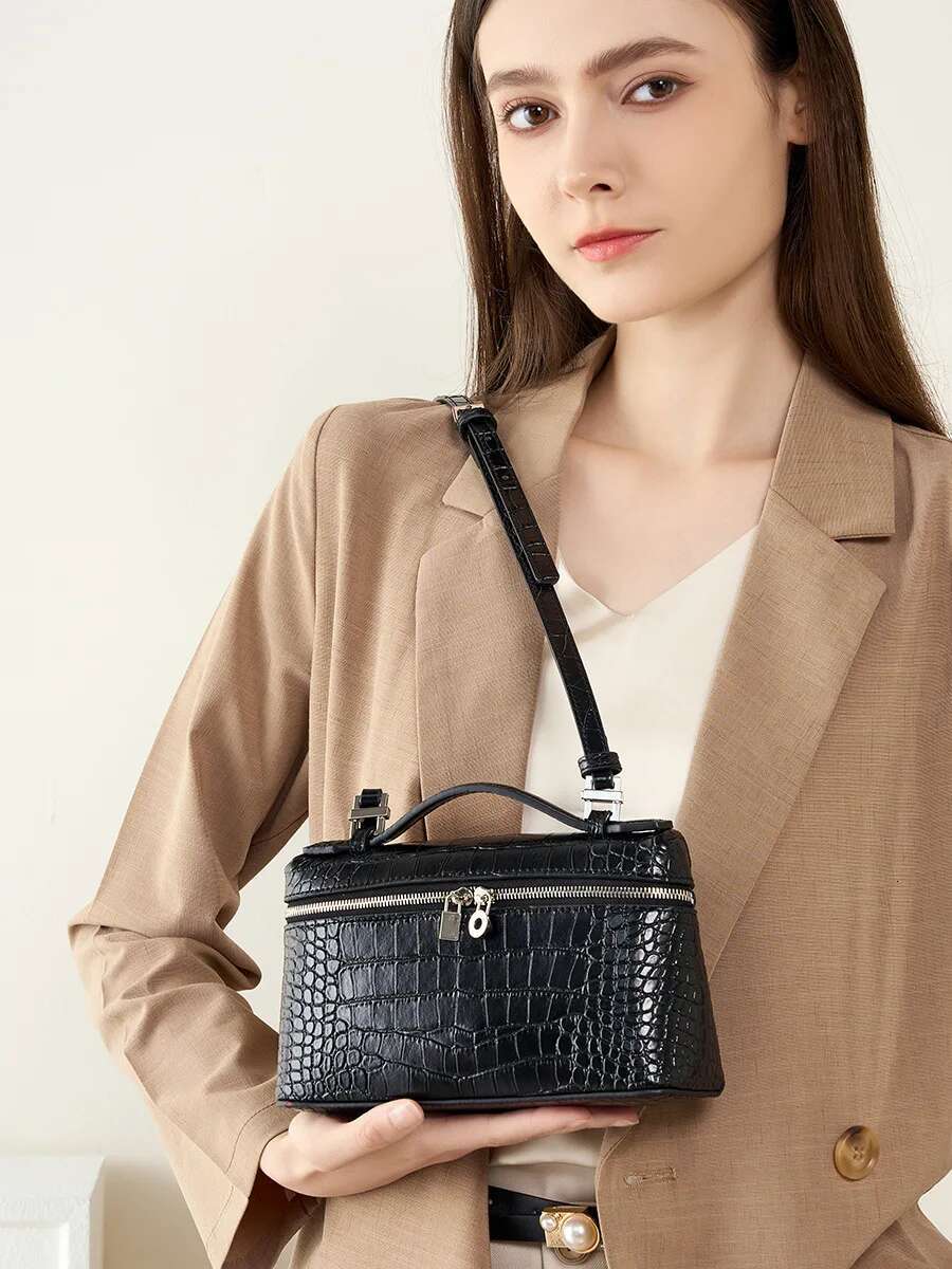New Cowhide Lunch Box For Women, High-End Portable Kelly 2024 New One-Shoulder Cross-Body Cosmetic Bag