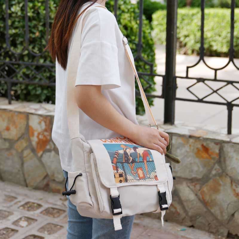 Spring Summer New Cool Crossbody Fashion Messenger Canvas Men's and Women's Street Trendy Large Capacity Shoulder Bag