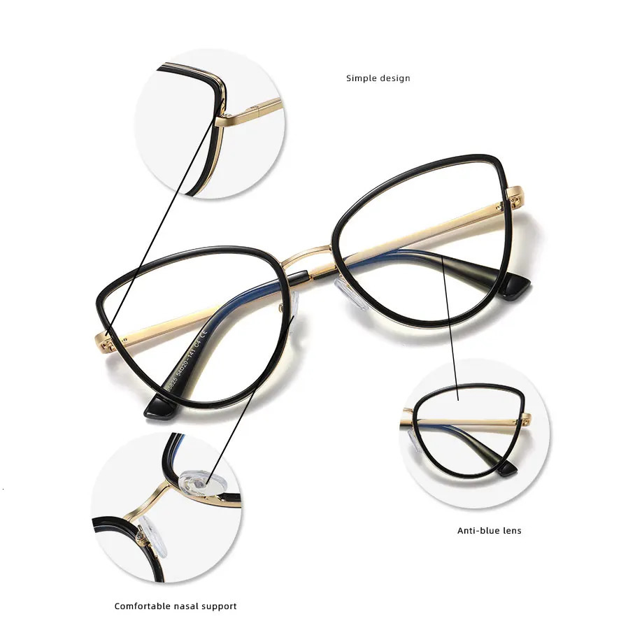Blue light blocking glasses frame suitable for womens fashionable glasses prescription glasses ly arrived full edge cat eye UV400 coating 250325