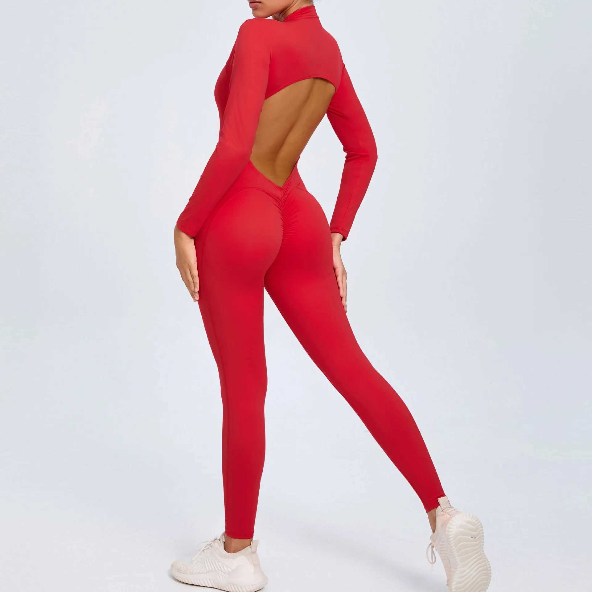 Long sleeved sexy womens clothing yoga set gym fitness jumpsuit one-piece jumpsuit sportswear gym fitness sportswear W250326