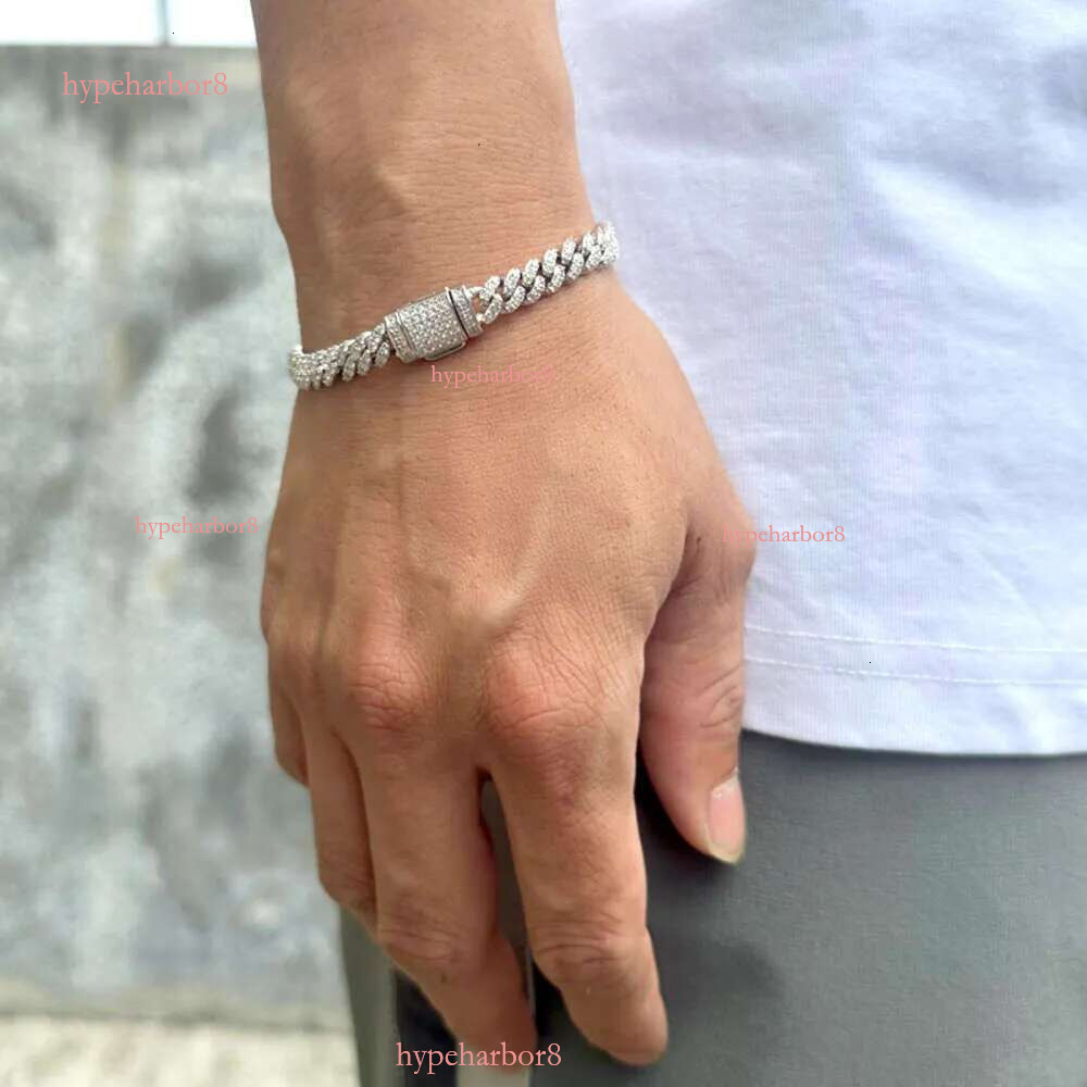 bracelet pendant necklaces fine jewelry 8mm VVS moissanite necklace cuban k sterg sier women men chain miami cubank