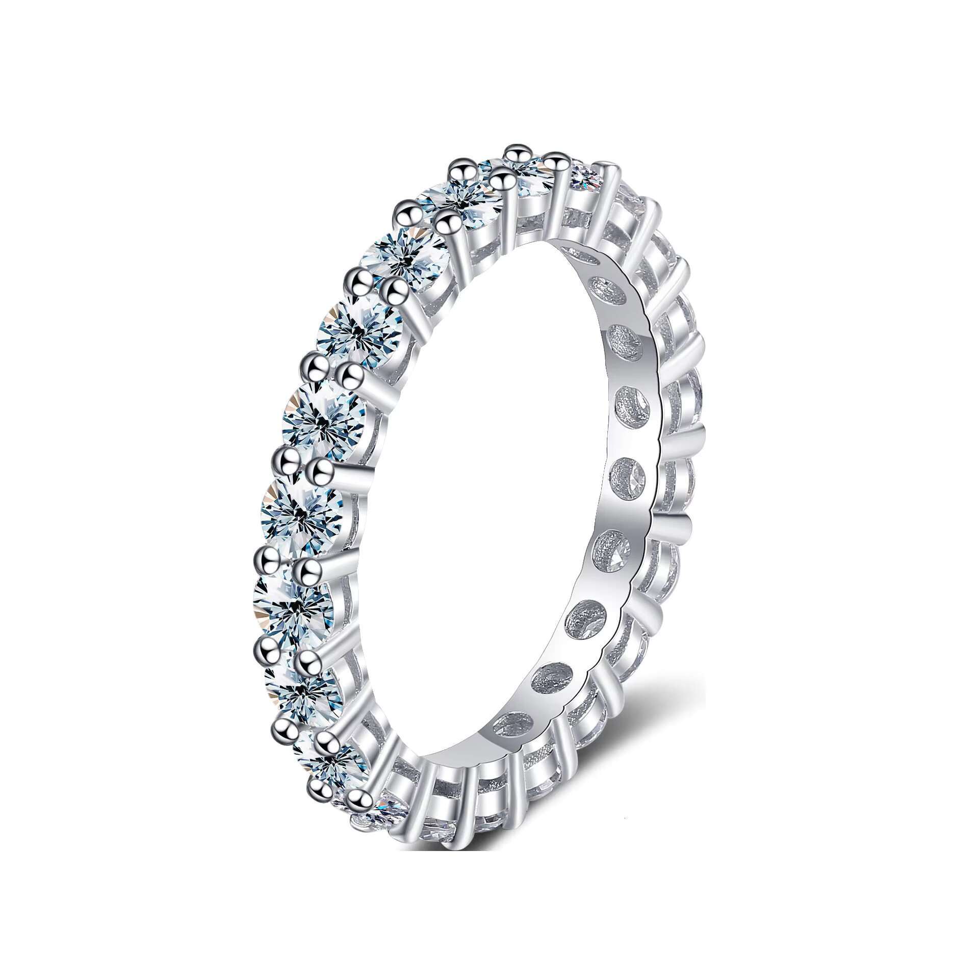 Fine Jewelry Gra Certified Moissanite Diamond Ring 925 Sterling Silver Iced Out Hip Hop Eternity O Ring Stacking Rings Jewelry