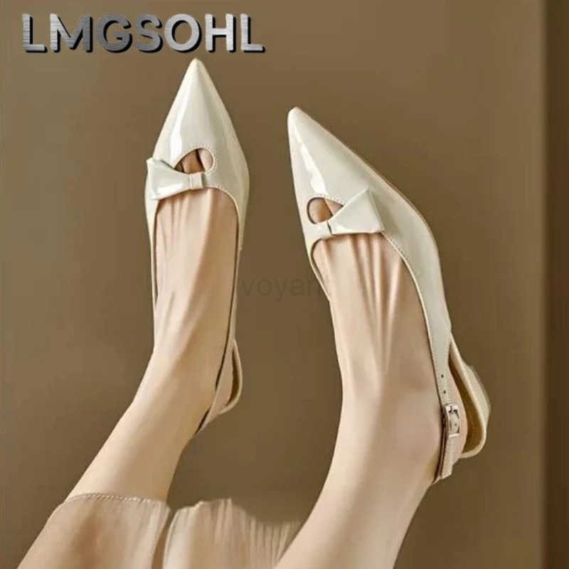 Pointed Toe Wan Slingback Sandals Summer Flats Slippers Elegant Dress Shoes 2025 New Fashion Buckle Casual Marie Janes Shoes Z250326