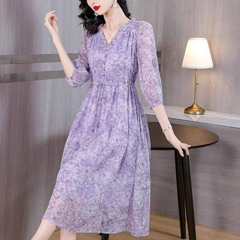 2024 Summer ral Silk Beach Midi Sundress Women Boho Fashion Casual Light Dress Spring Korean Elegant Festival Vestidos