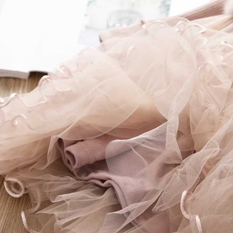 Childrens girls chiffon dress new autumn long sleeved fake 2PCS long sleeved princess dress childrens warm ball girl Par girl clothing W250326