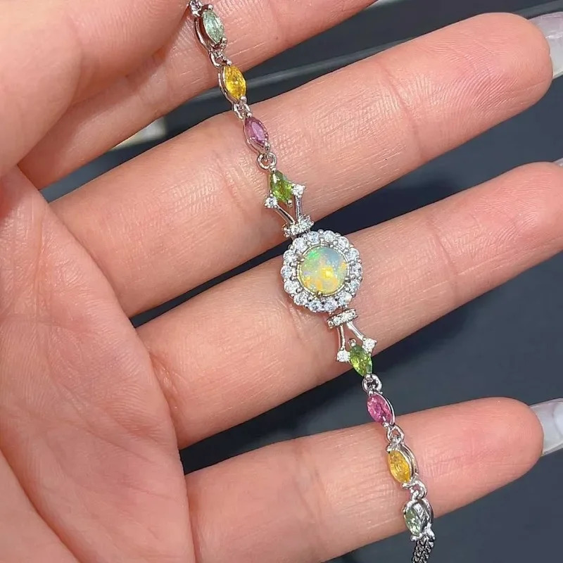 SACE GEMS ly arrived 925 sterling silver 6MM natural opal bracelet for womens engagement cocktail party exquisite jewelry 250326