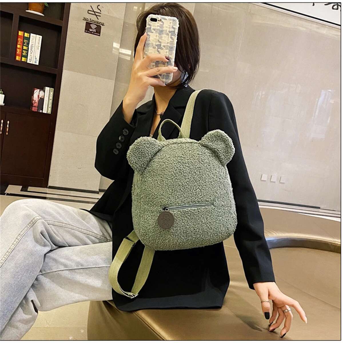 Women's Cute Shaped Shoulder Backpack Personalised Bear Backpacks Portable Children Shopping Rucksacks-LJX