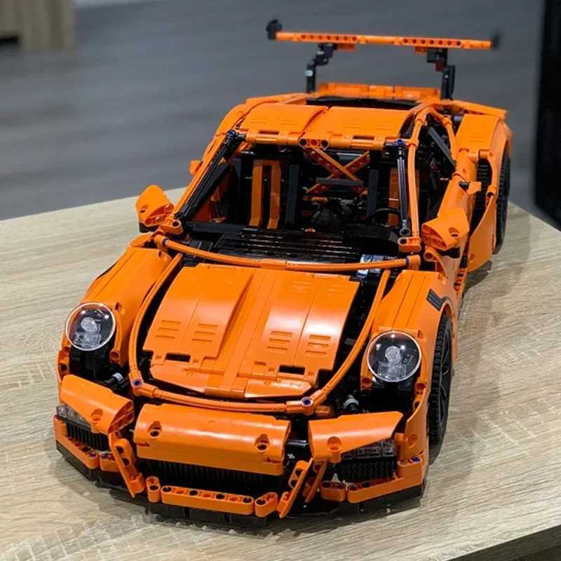 Technical Series 911 GT3 RS Orange Supercar Model Compatible with Building Blocks Toys Childrens Christmas and Birthday GiftsXJ250326
