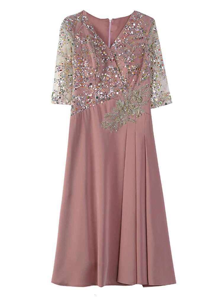 Summer New Sequins Chic Evening Wedding 2024 Women's Elegant Bodycon Midi Dress Satin Vintage Casual Party Vestidos