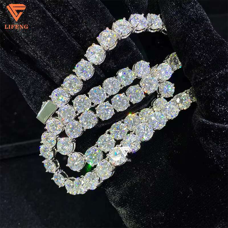 High Quality 925 Silver Moissanite Tennis Necklace 3/4/5/6/8mm Shine Link Chain White Gold Plated Birthday Gift VVS Diamond