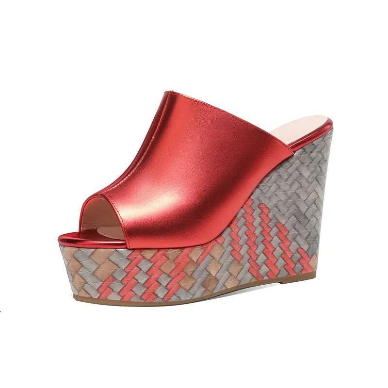 2025 Summer New Sandals Slope 11cm Designer Fashion High Heels Waterproof Thick Bottom Cool Dragging Women's Shoes