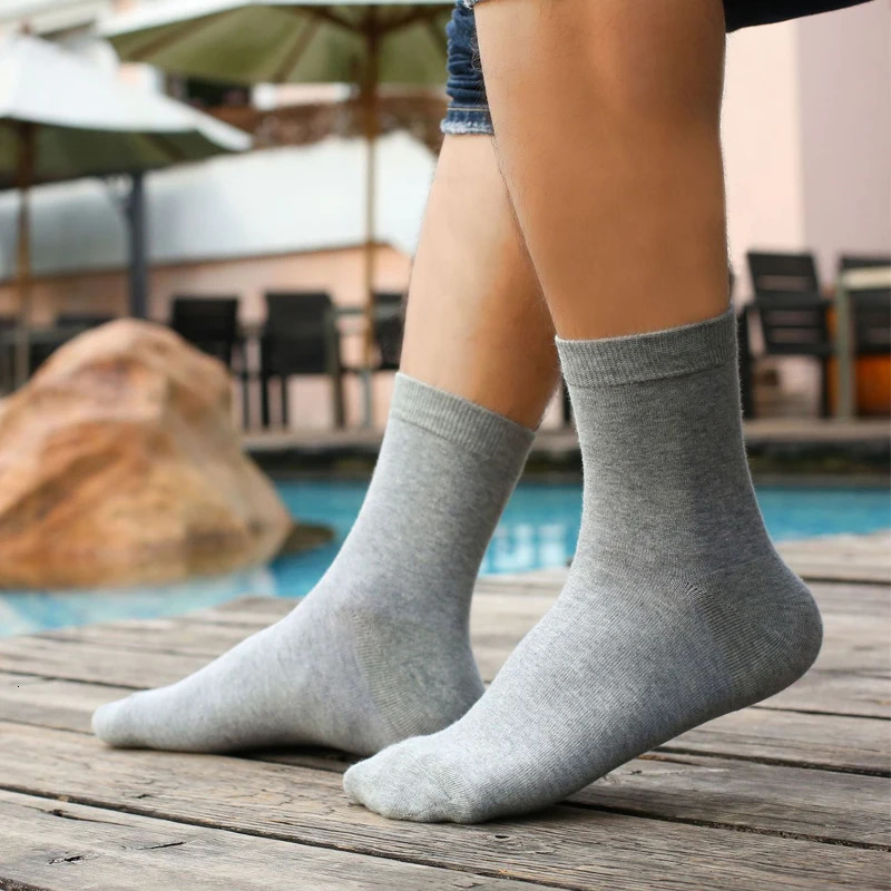 10 pairs/batch of mens pure cotton socks black casual business breathable high-quality mens socks mens Plus size EU38-48 250321