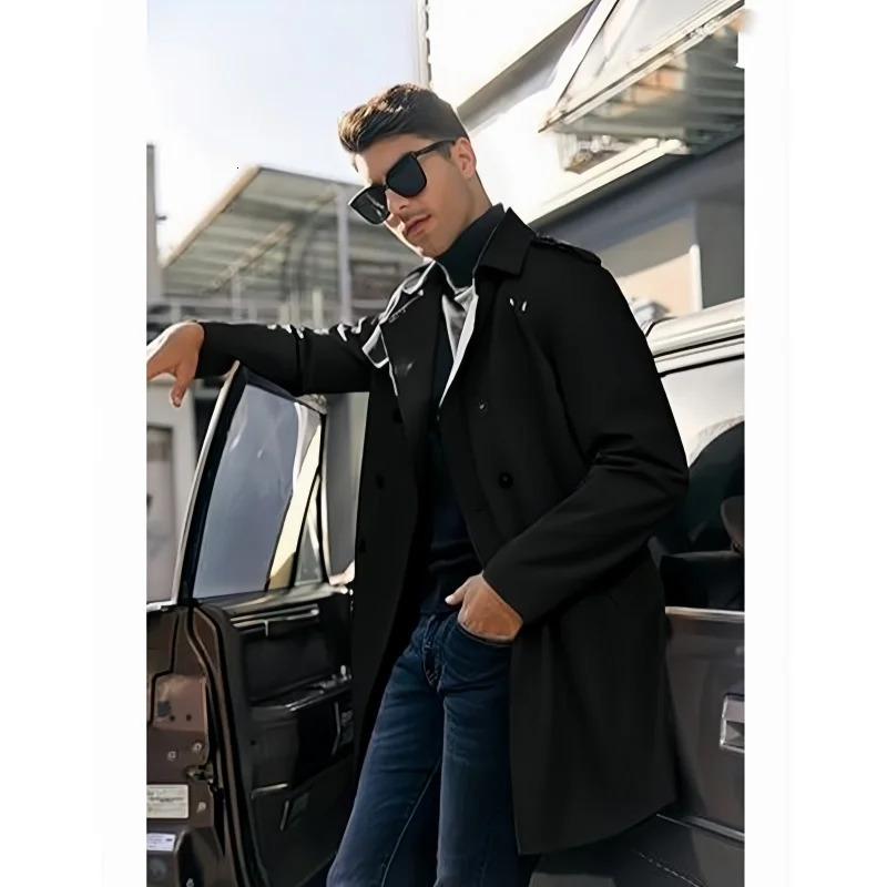 Spring Jacket Mens Trench Mens Coat Medium length Casual Line Personalized Jacket Street Coat Mens Clothing 250324
